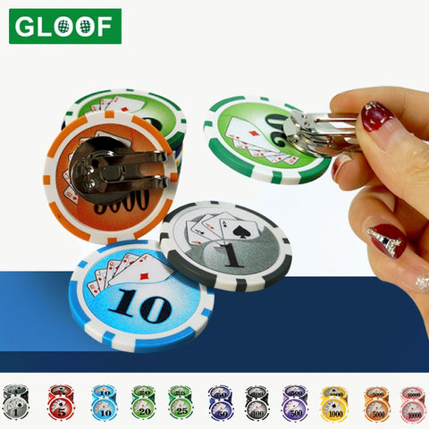 1 Poker Chip Ball Marker (9 Choices) with A Standard Magnetic Hat Clip