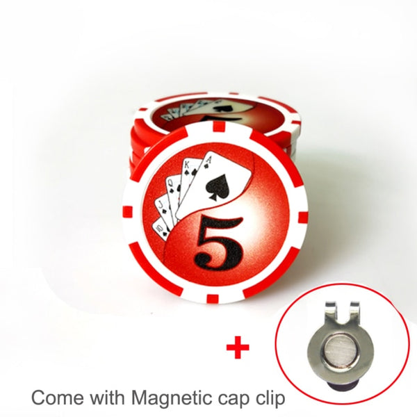 1 Poker Chip Ball Marker (9 Choices) with A Standard Magnetic Hat Clip