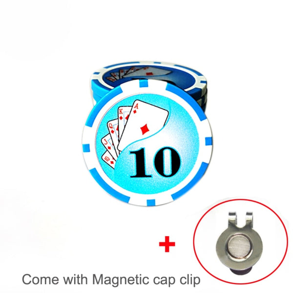 1 Poker Chip Ball Marker (9 Choices) with A Standard Magnetic Hat Clip