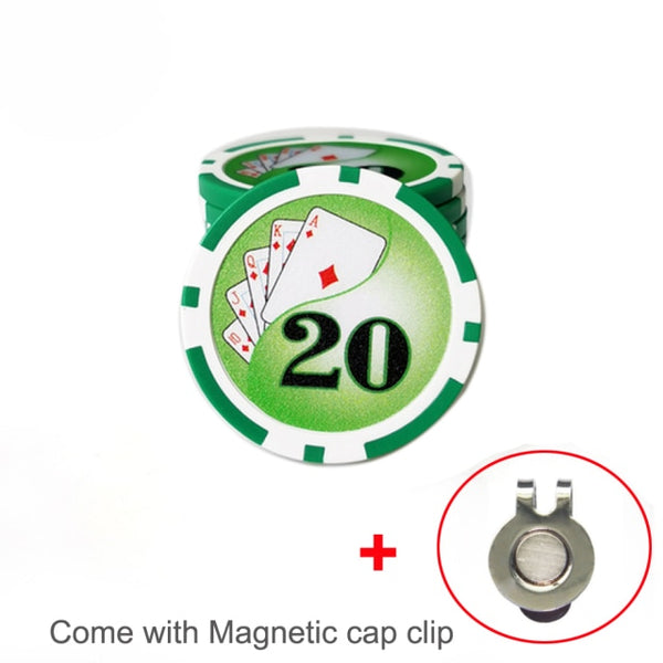 1 Poker Chip Ball Marker (9 Choices) with A Standard Magnetic Hat Clip