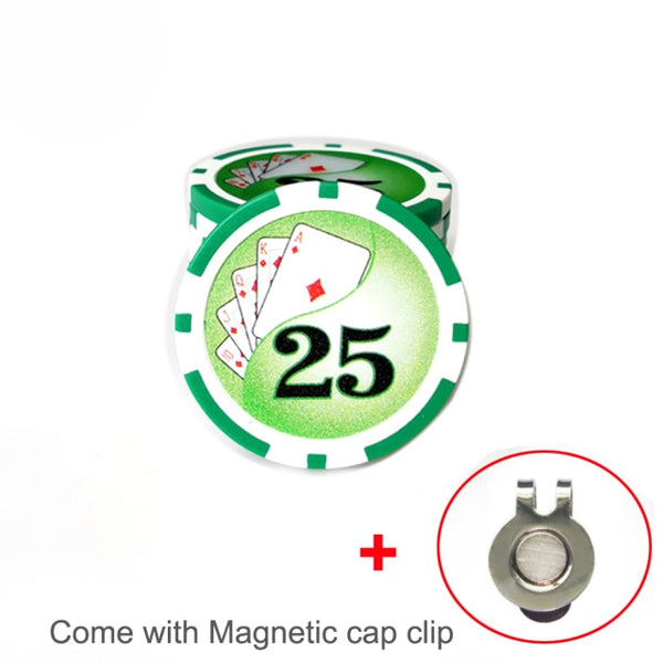 1 Poker Chip Ball Marker (9 Choices) with A Standard Magnetic Hat Clip