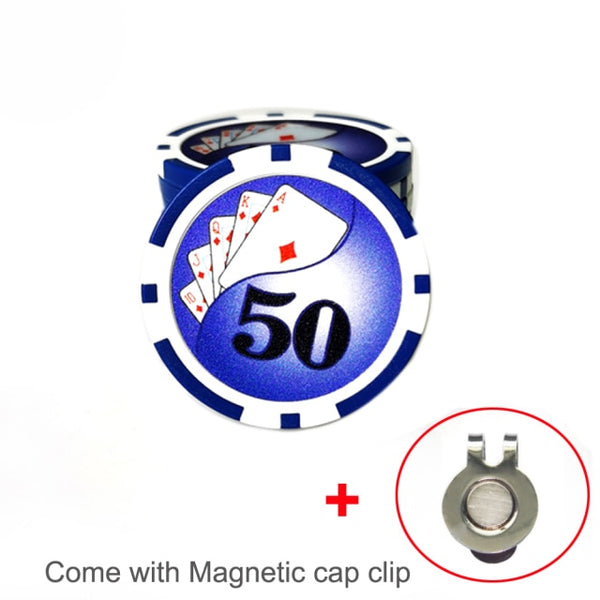 1 Poker Chip Ball Marker (9 Choices) with A Standard Magnetic Hat Clip